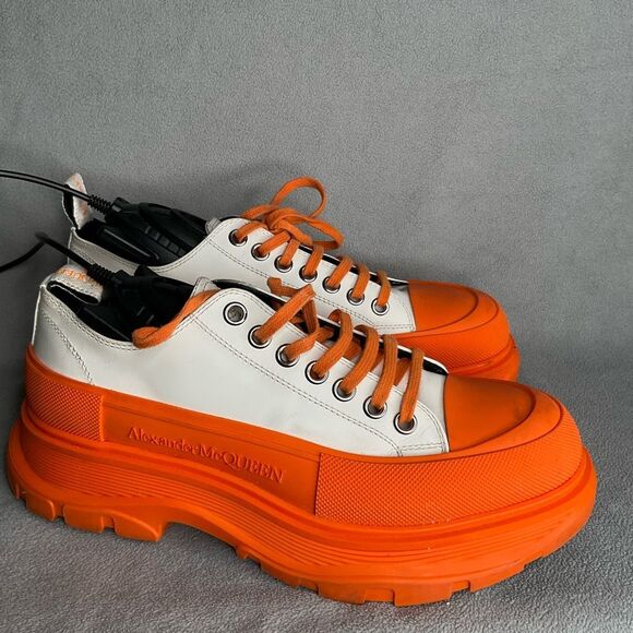 Alexander McQueen White & Orange Tread Slick Low Sneakers size 42/9 Platform - Picture 3 of 12